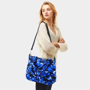 Navy Blue Camo Print Puffer Tote Bag